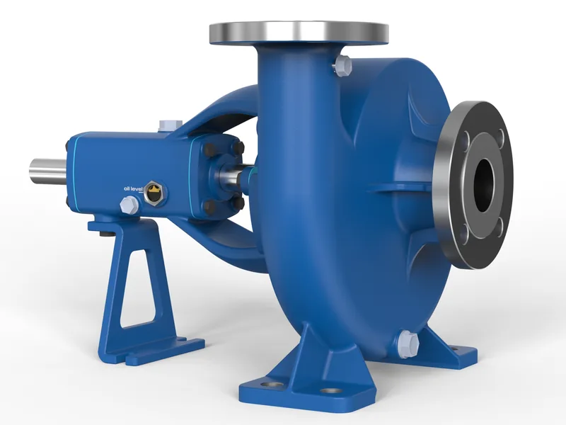 End-suction centrifugal pump 3D rendering, Drive end and bearing frame