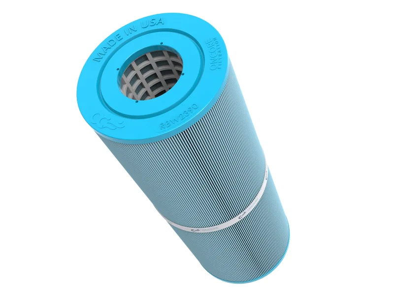 Pleated filter cartridge 3D rendering, Top view into the core