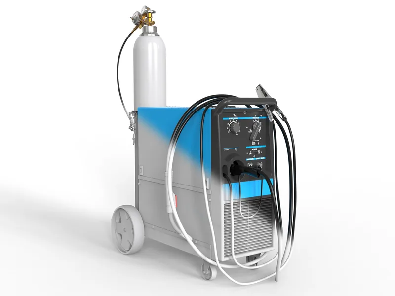 MIG welding machine 3D rendering, Transition from CAD geometry to the finished render