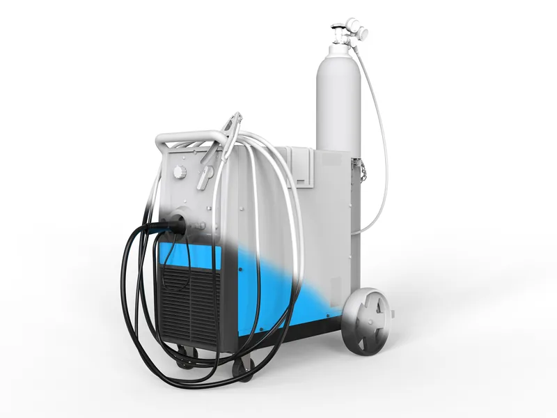 MIG welding machine 3D rendering, Same machine, CAD to render from the side
