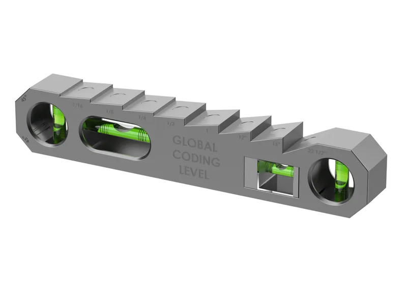 Spirit level 3D rendering, Opposite side with the insert fitted