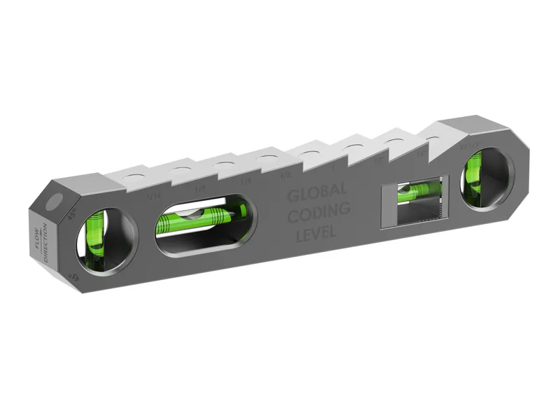 Spirit level 3D rendering, Hero view of the assembled level